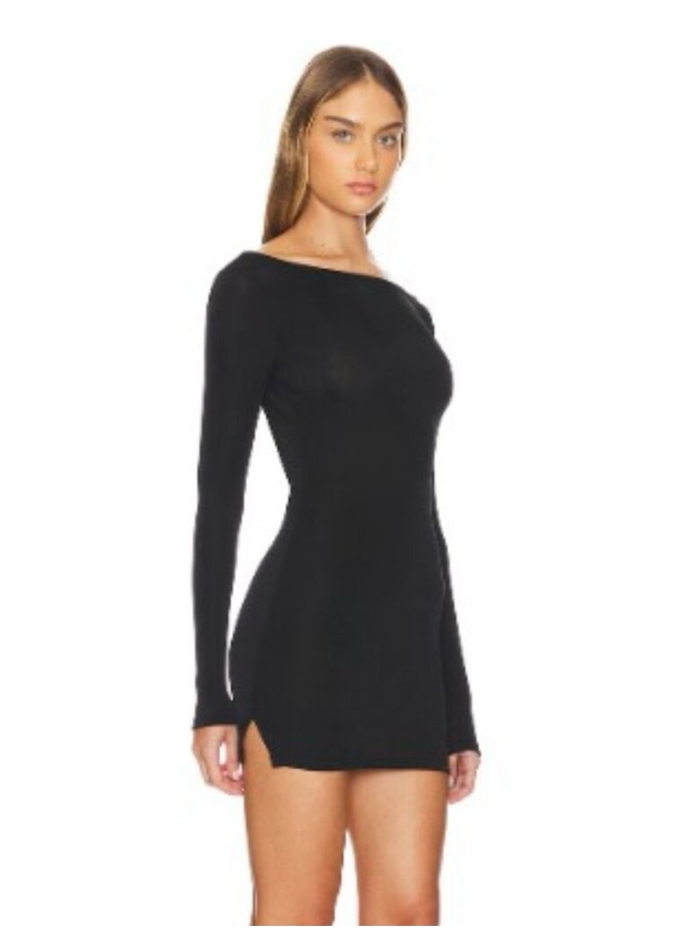 Free People Black Long-Sleeve Mini Bodycon Dress